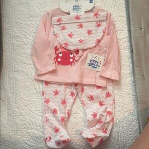 Pink Crab Baby Outfit Set